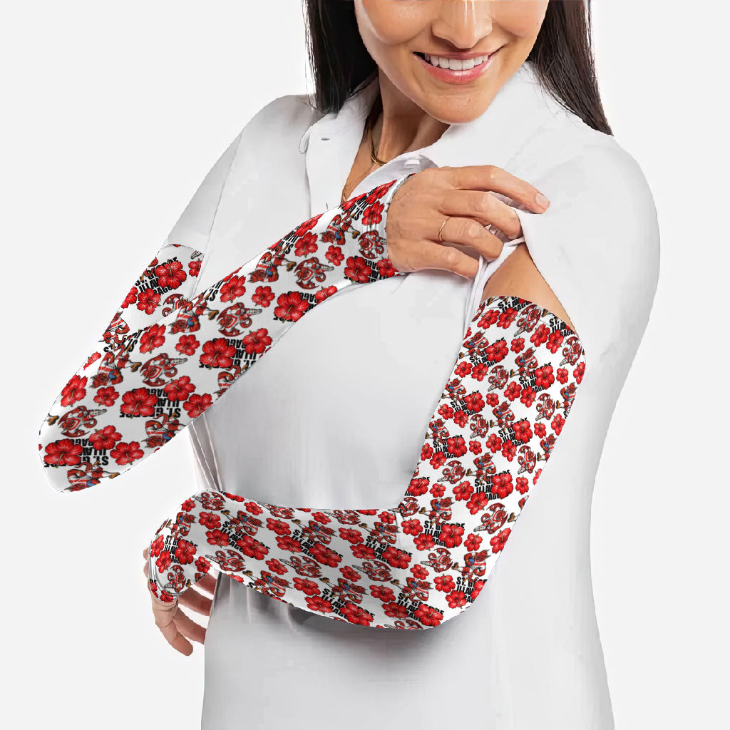 St. George Illawarra Dragons Arm Sleeves Tropical Hibiscus Floral Seamless Rugby Mascot