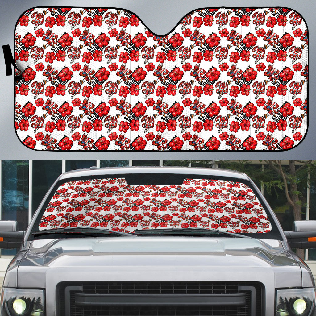 St. George Illawarra Dragons Auto Sun Shade Tropical Hibiscus Floral Seamless Rugby Mascot