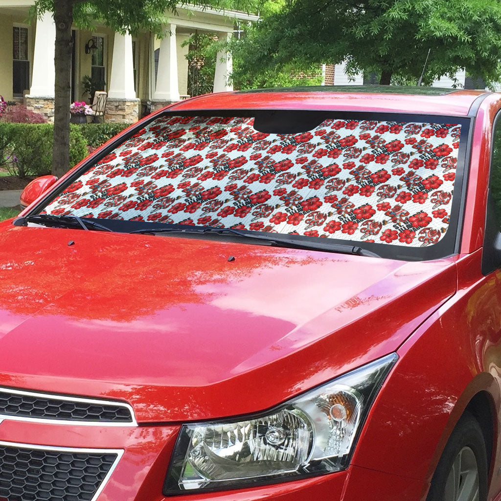 St. George Illawarra Dragons Auto Sun Shade Tropical Hibiscus Floral Seamless Rugby Mascot
