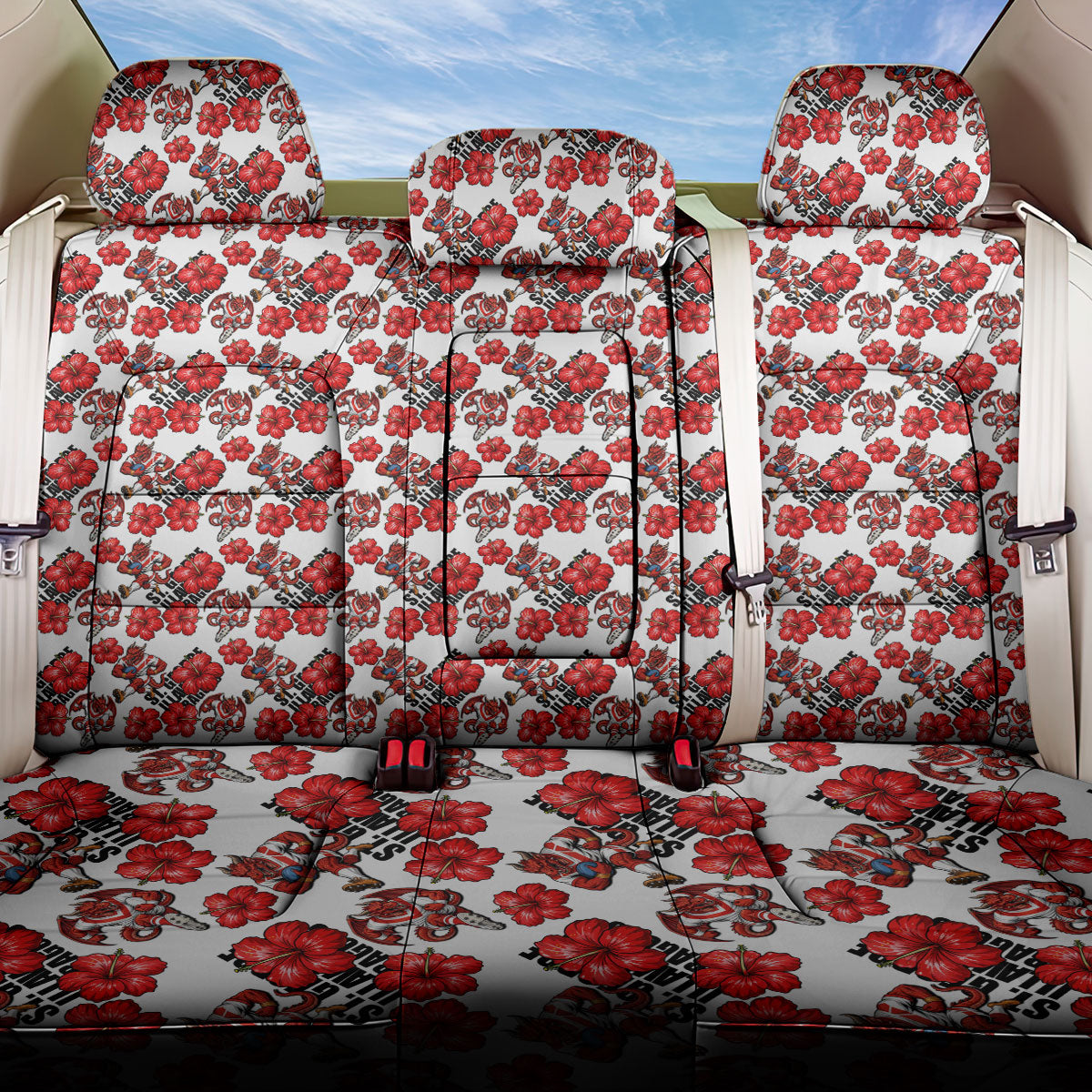 St. George Illawarra Dragons Back Car Seat Cover Tropical Hibiscus Floral Seamless Rugby Mascot