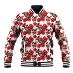 St. George Illawarra Dragons Baseball Jacket Tropical Hibiscus Floral Seamless Rugby Mascot