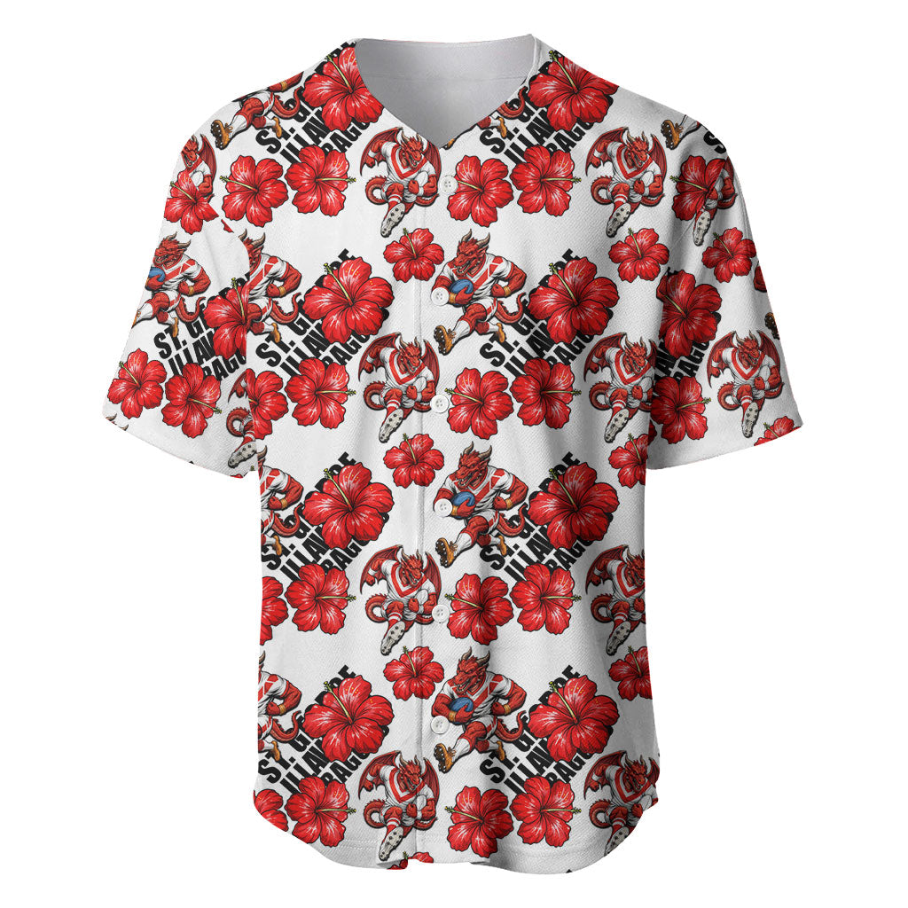 St. George Illawarra Dragons Baseball Jersey Tropical Hibiscus Floral Seamless Rugby Mascot