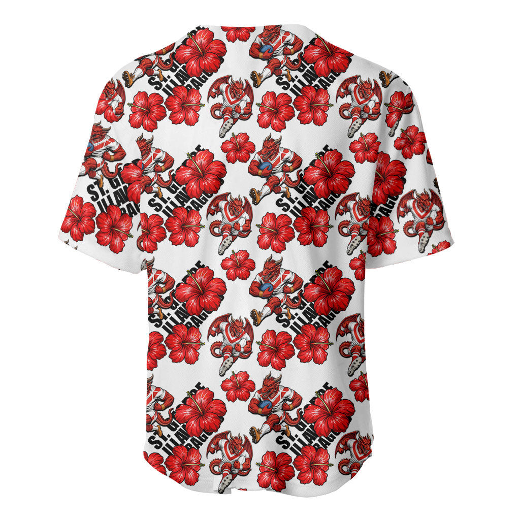 St. George Illawarra Dragons Baseball Jersey Tropical Hibiscus Floral Seamless Rugby Mascot