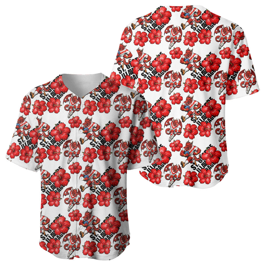 St. George Illawarra Dragons Baseball Jersey Tropical Hibiscus Floral Seamless Rugby Mascot