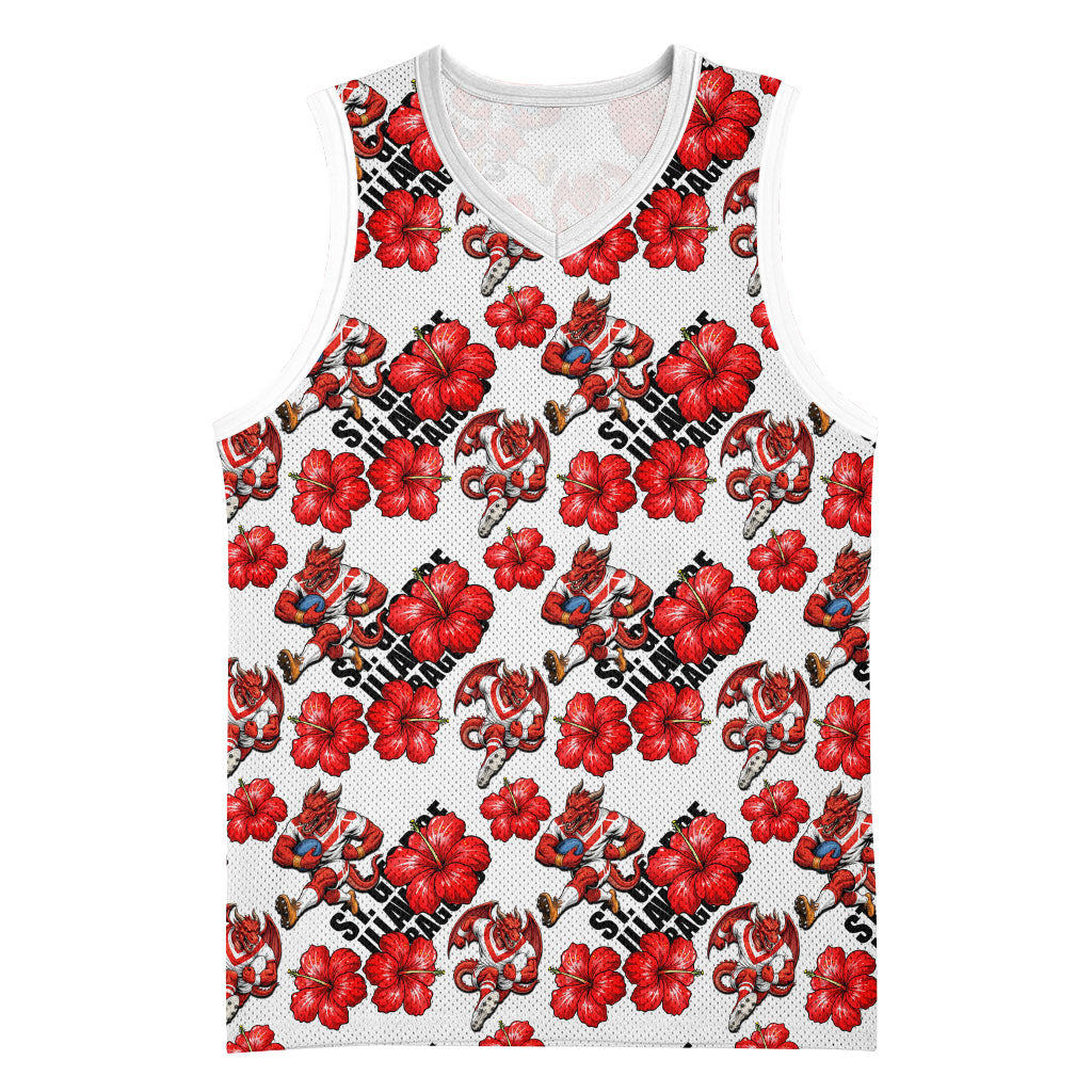 St. George Illawarra Dragons Basketball Jersey Tropical Hibiscus Floral Seamless Rugby Mascot