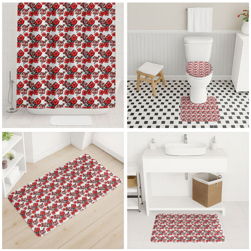 St. George Illawarra Dragons Bathroom Set Tropical Hibiscus Floral Seamless Rugby Mascot