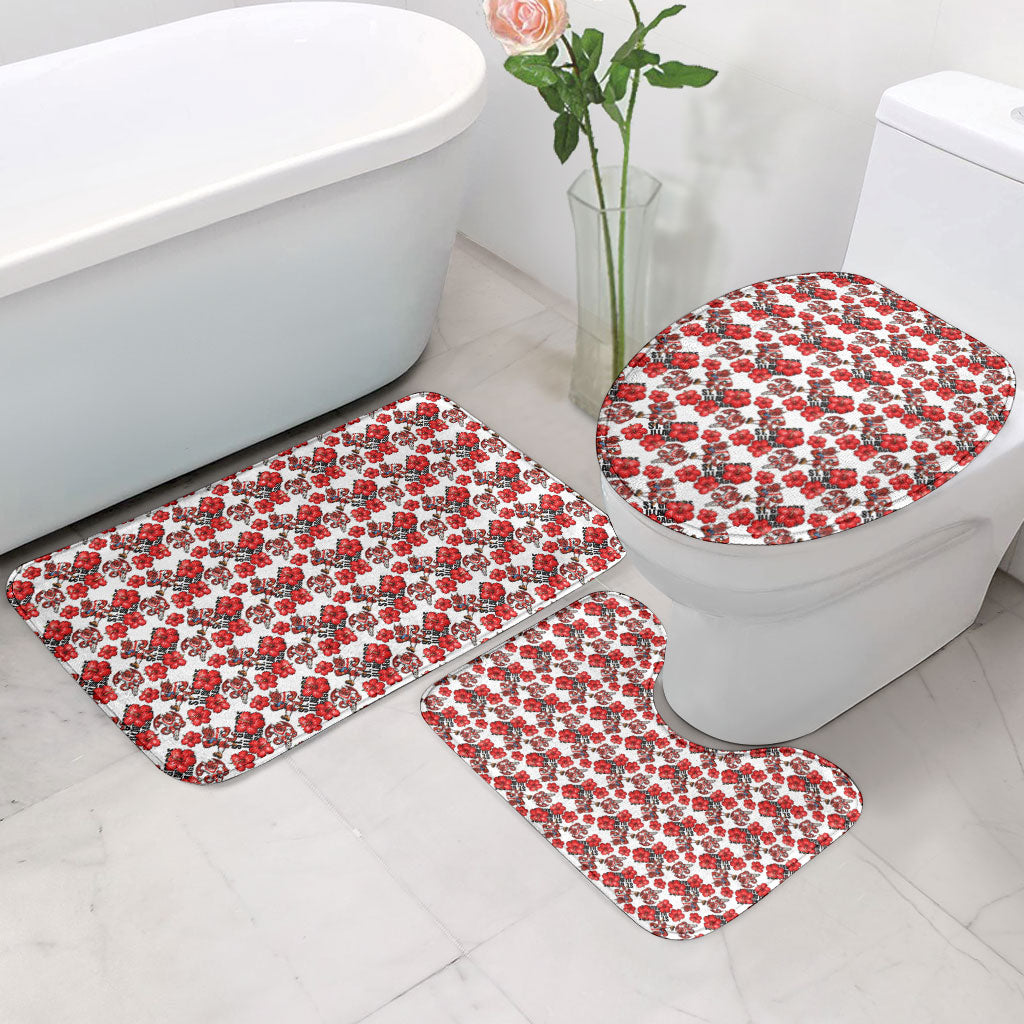 St. George Illawarra Dragons Bathroom Set Tropical Hibiscus Floral Seamless Rugby Mascot