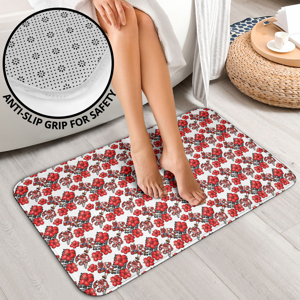 St. George Illawarra Dragons Bathroom Set Tropical Hibiscus Floral Seamless Rugby Mascot