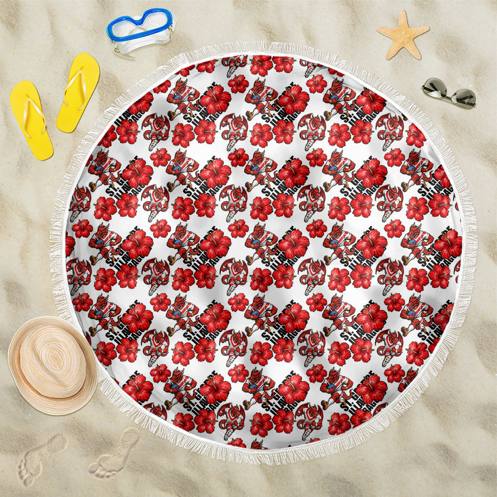 St. George Illawarra Dragons Beach Blanket Tropical Hibiscus Floral Seamless Rugby Mascot
