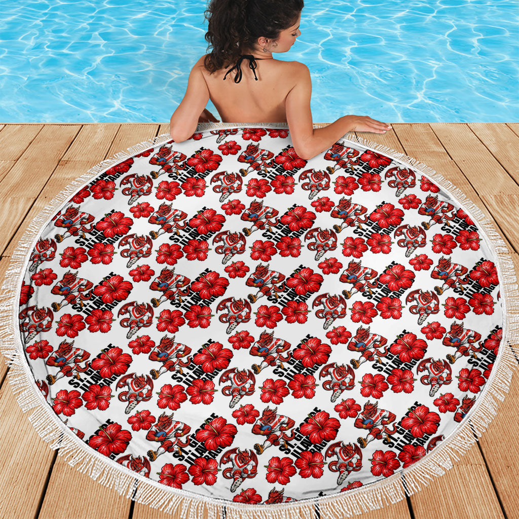 St. George Illawarra Dragons Beach Blanket Tropical Hibiscus Floral Seamless Rugby Mascot