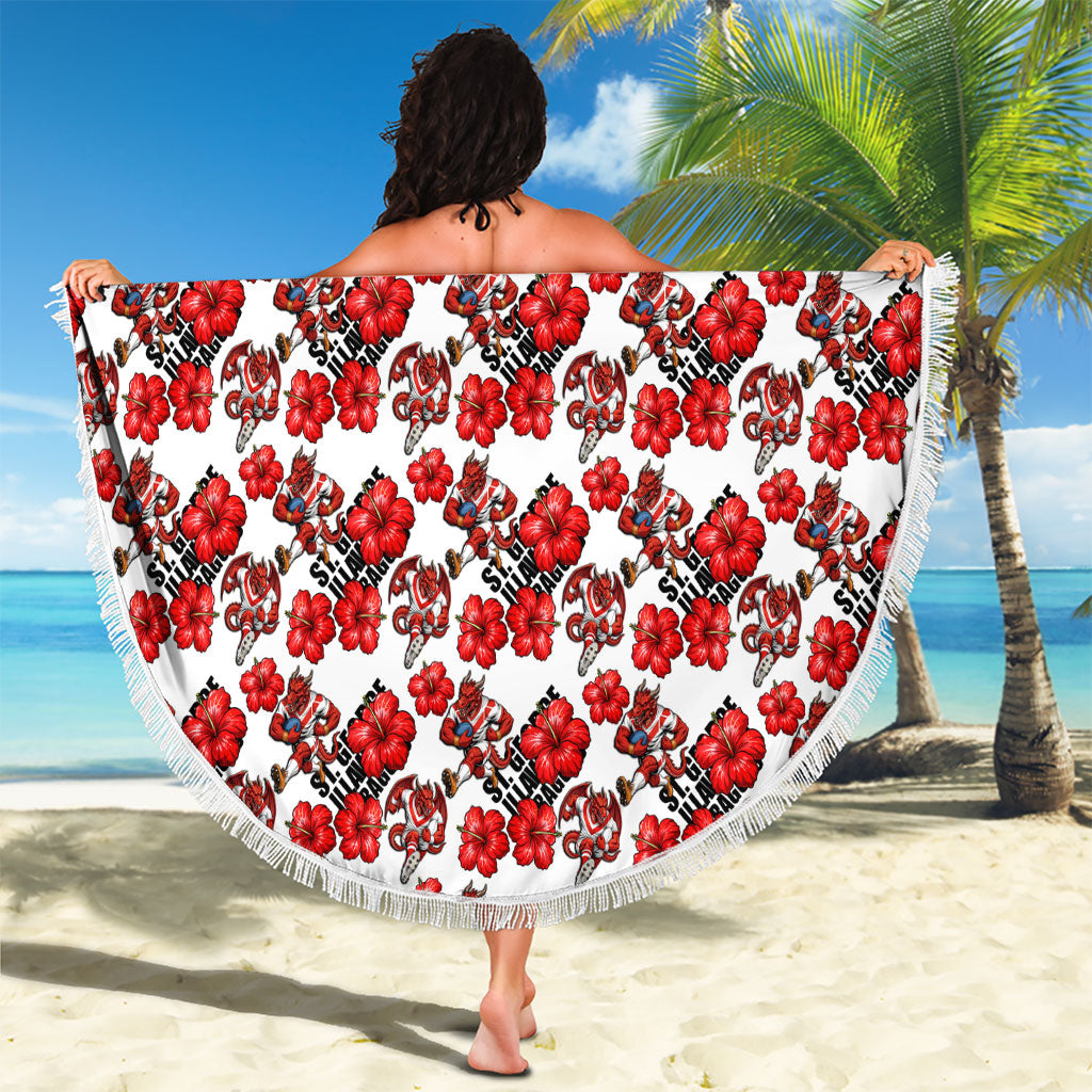 St. George Illawarra Dragons Beach Blanket Tropical Hibiscus Floral Seamless Rugby Mascot