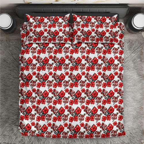 St. George Illawarra Dragons Bedding Set Tropical Hibiscus Floral Seamless Rugby Mascot