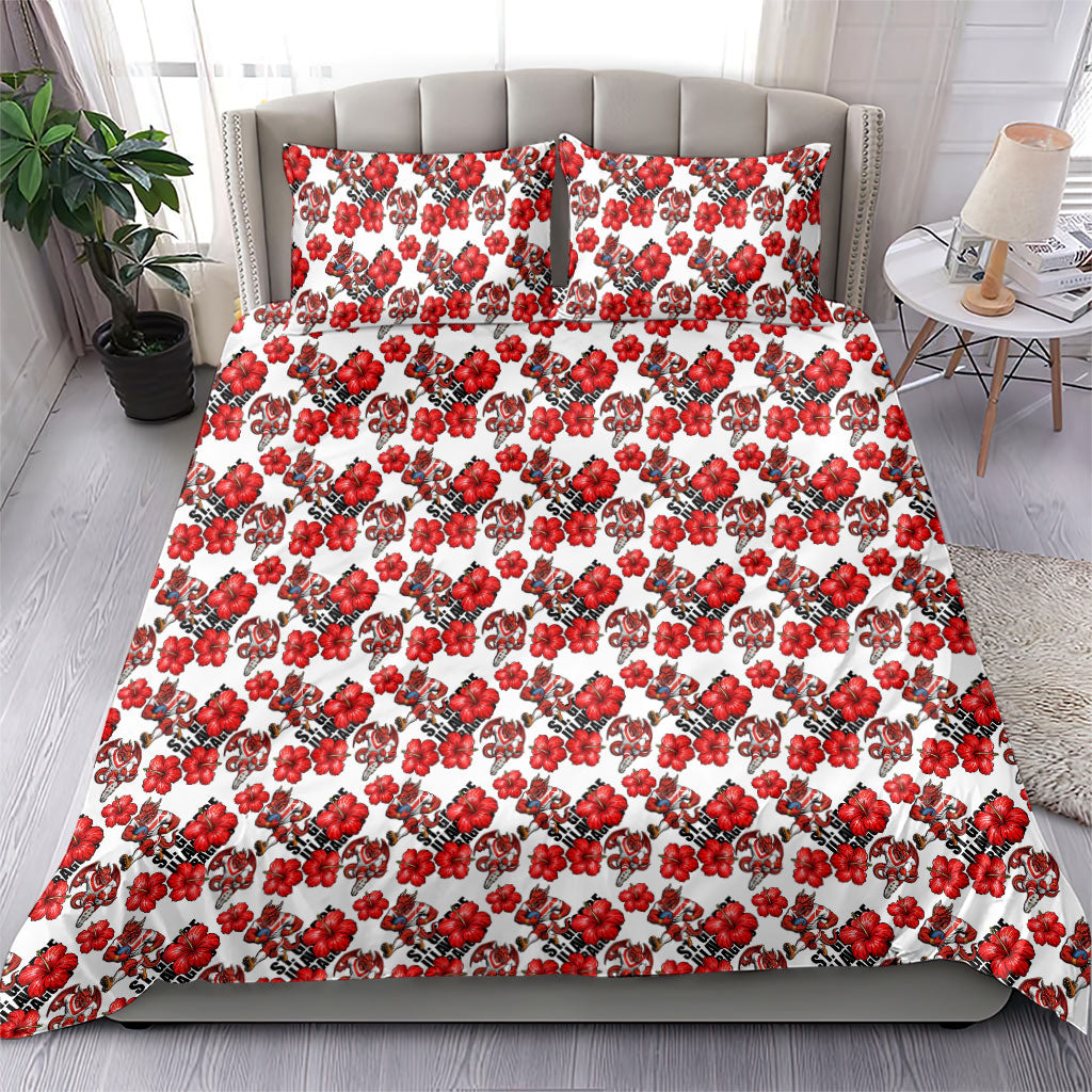 St. George Illawarra Dragons Bedding Set Tropical Hibiscus Floral Seamless Rugby Mascot