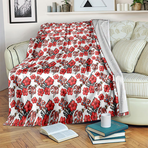 St. George Illawarra Dragons Blanket Tropical Hibiscus Floral Seamless Rugby Mascot