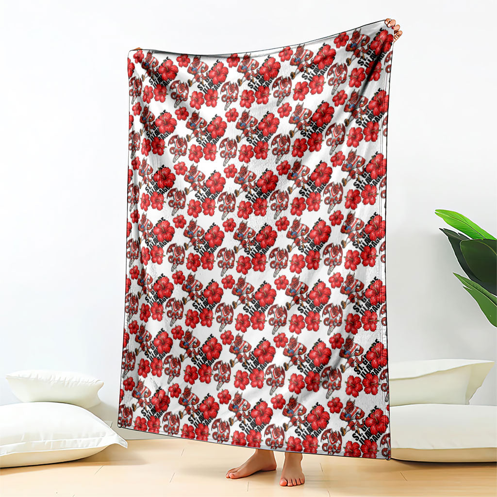 St. George Illawarra Dragons Blanket Tropical Hibiscus Floral Seamless Rugby Mascot
