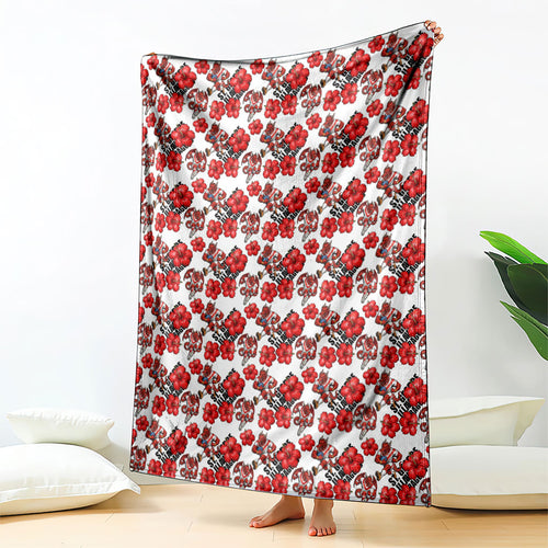 St. George Illawarra Dragons Blanket Tropical Hibiscus Floral Seamless Rugby Mascot
