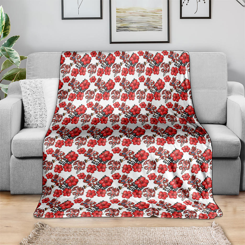 St. George Illawarra Dragons Blanket Tropical Hibiscus Floral Seamless Rugby Mascot