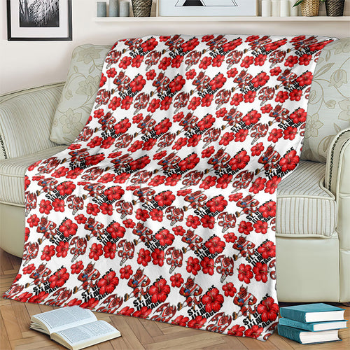 St. George Illawarra Dragons Blanket Tropical Hibiscus Floral Seamless Rugby Mascot