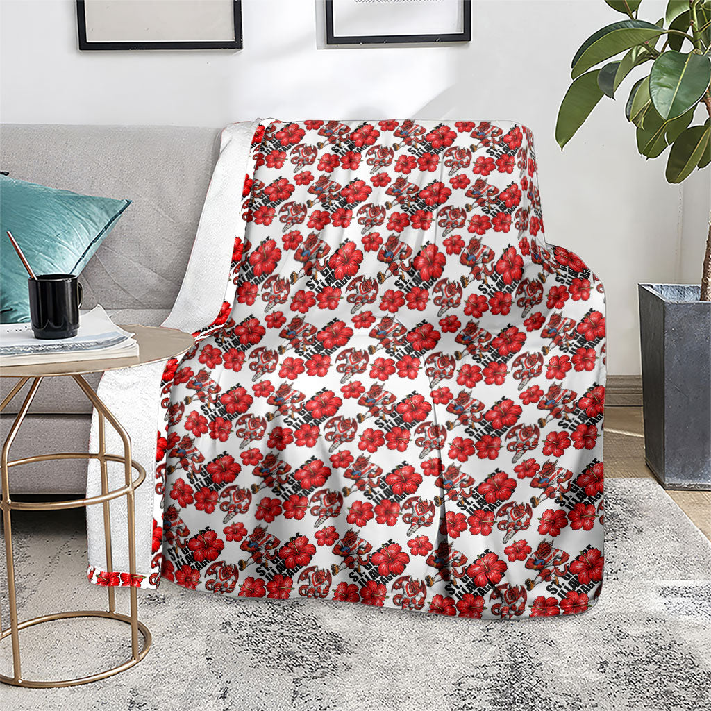 St. George Illawarra Dragons Blanket Tropical Hibiscus Floral Seamless Rugby Mascot