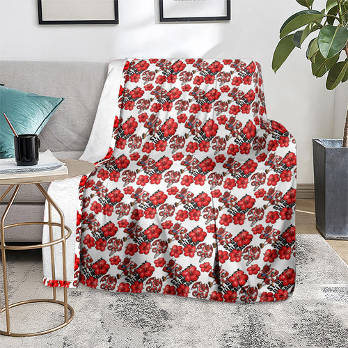 St. George Illawarra Dragons Blanket Tropical Hibiscus Floral Seamless Rugby Mascot