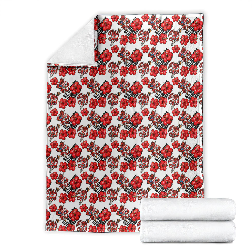 St. George Illawarra Dragons Blanket Tropical Hibiscus Floral Seamless Rugby Mascot