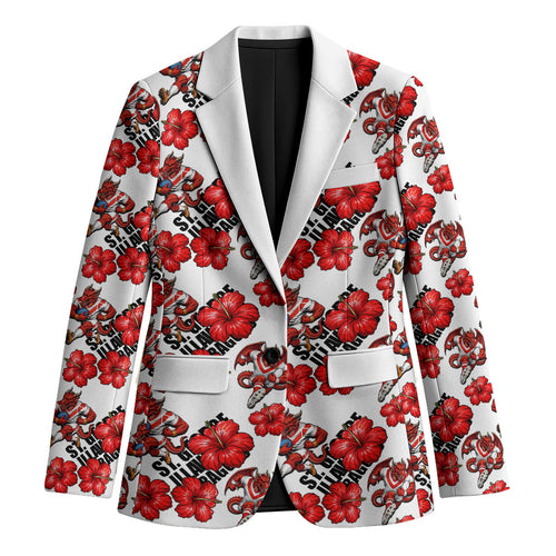 St. George Illawarra Dragons Blazer Tropical Hibiscus Floral Seamless Rugby Mascot