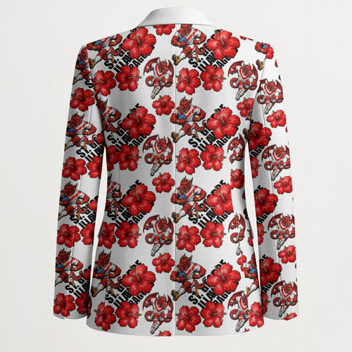 St. George Illawarra Dragons Blazer Tropical Hibiscus Floral Seamless Rugby Mascot