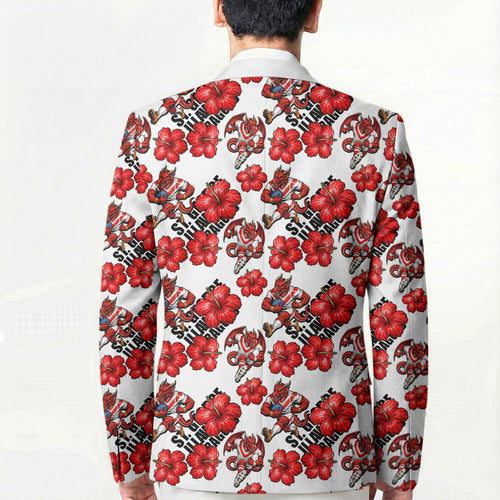 St. George Illawarra Dragons Blazer Tropical Hibiscus Floral Seamless Rugby Mascot