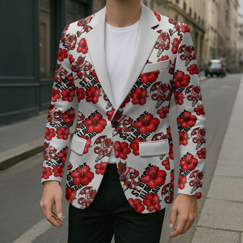 St. George Illawarra Dragons Blazer Tropical Hibiscus Floral Seamless Rugby Mascot