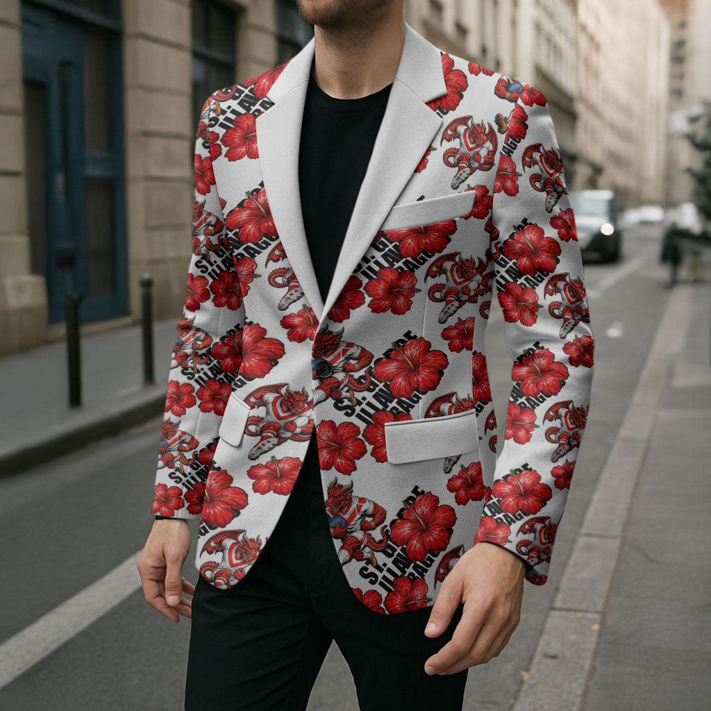 St. George Illawarra Dragons Blazer Tropical Hibiscus Floral Seamless Rugby Mascot
