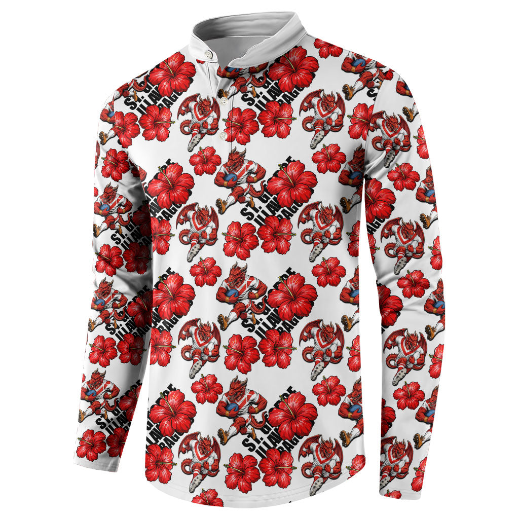 St. George Illawarra Dragons Button Sweatshirt Tropical Hibiscus Floral Seamless Rugby Mascot