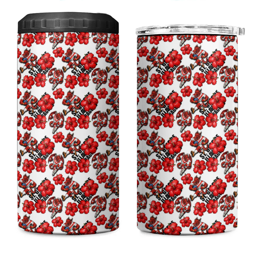 St. George Illawarra Dragons 4 in 1 Can Cooler Tumbler Tropical Hibiscus Floral Seamless Rugby Mascot