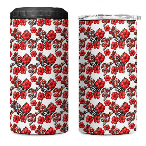 St. George Illawarra Dragons 4 in 1 Can Cooler Tumbler Tropical Hibiscus Floral Seamless Rugby Mascot