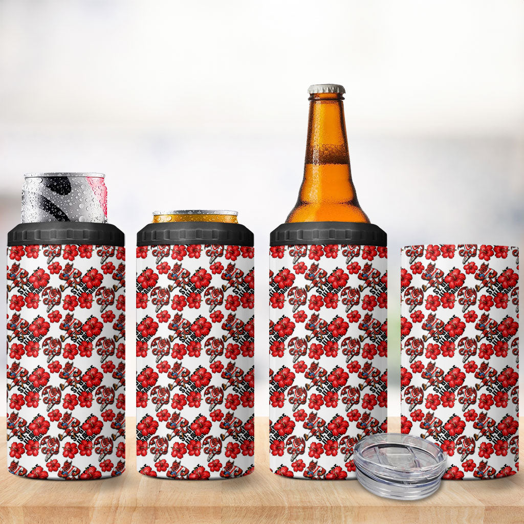 St. George Illawarra Dragons 4 in 1 Can Cooler Tumbler Tropical Hibiscus Floral Seamless Rugby Mascot