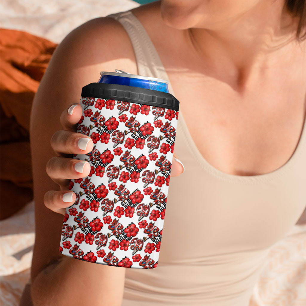 St. George Illawarra Dragons 4 in 1 Can Cooler Tumbler Tropical Hibiscus Floral Seamless Rugby Mascot