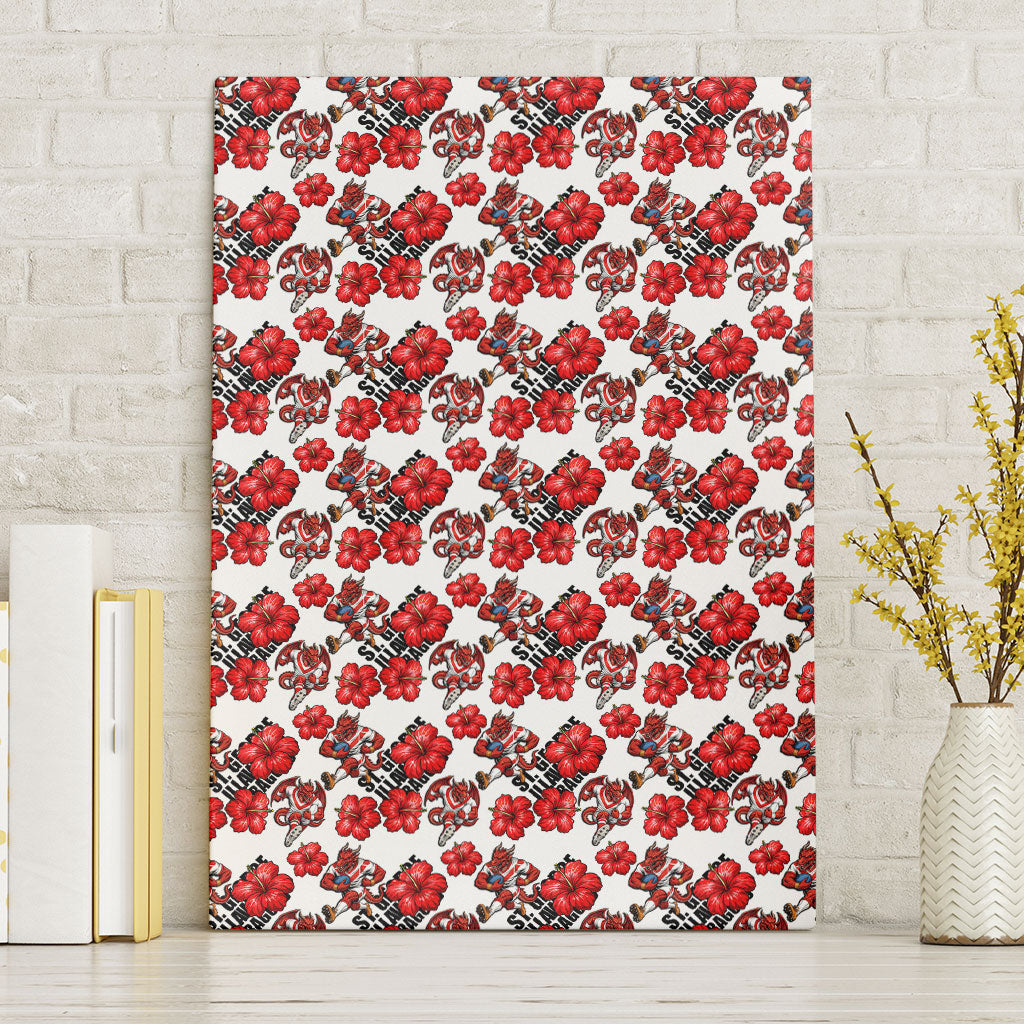 St. George Illawarra Dragons Canvas Wall Art Tropical Hibiscus Floral Seamless Rugby Mascot