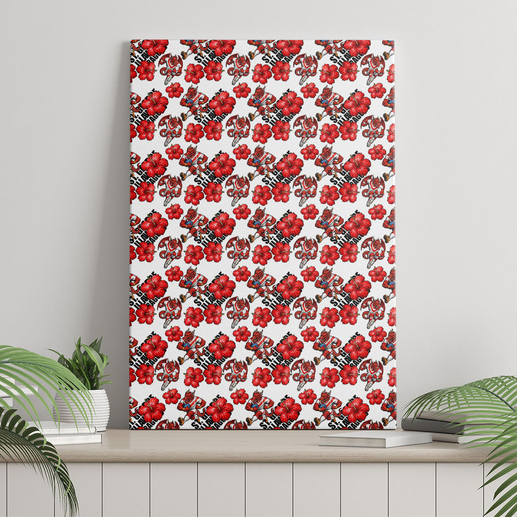 St. George Illawarra Dragons Canvas Wall Art Tropical Hibiscus Floral Seamless Rugby Mascot