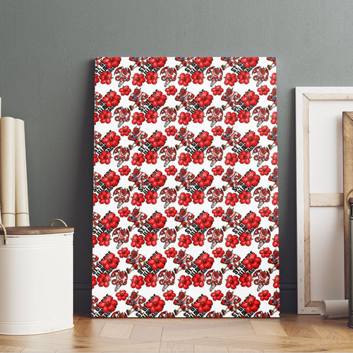 St. George Illawarra Dragons Canvas Wall Art Tropical Hibiscus Floral Seamless Rugby Mascot