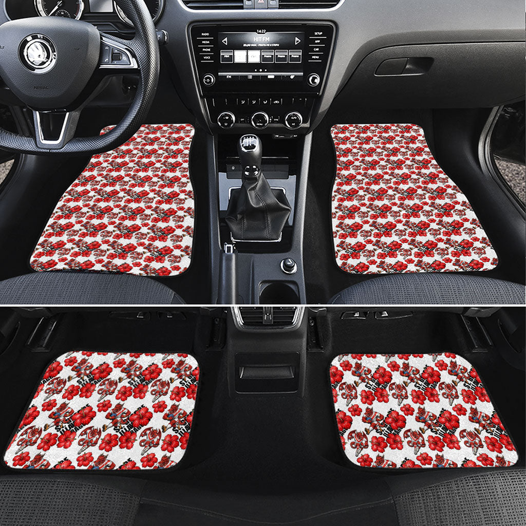 St. George Illawarra Dragons Car Mats Tropical Hibiscus Floral Seamless Rugby Mascot