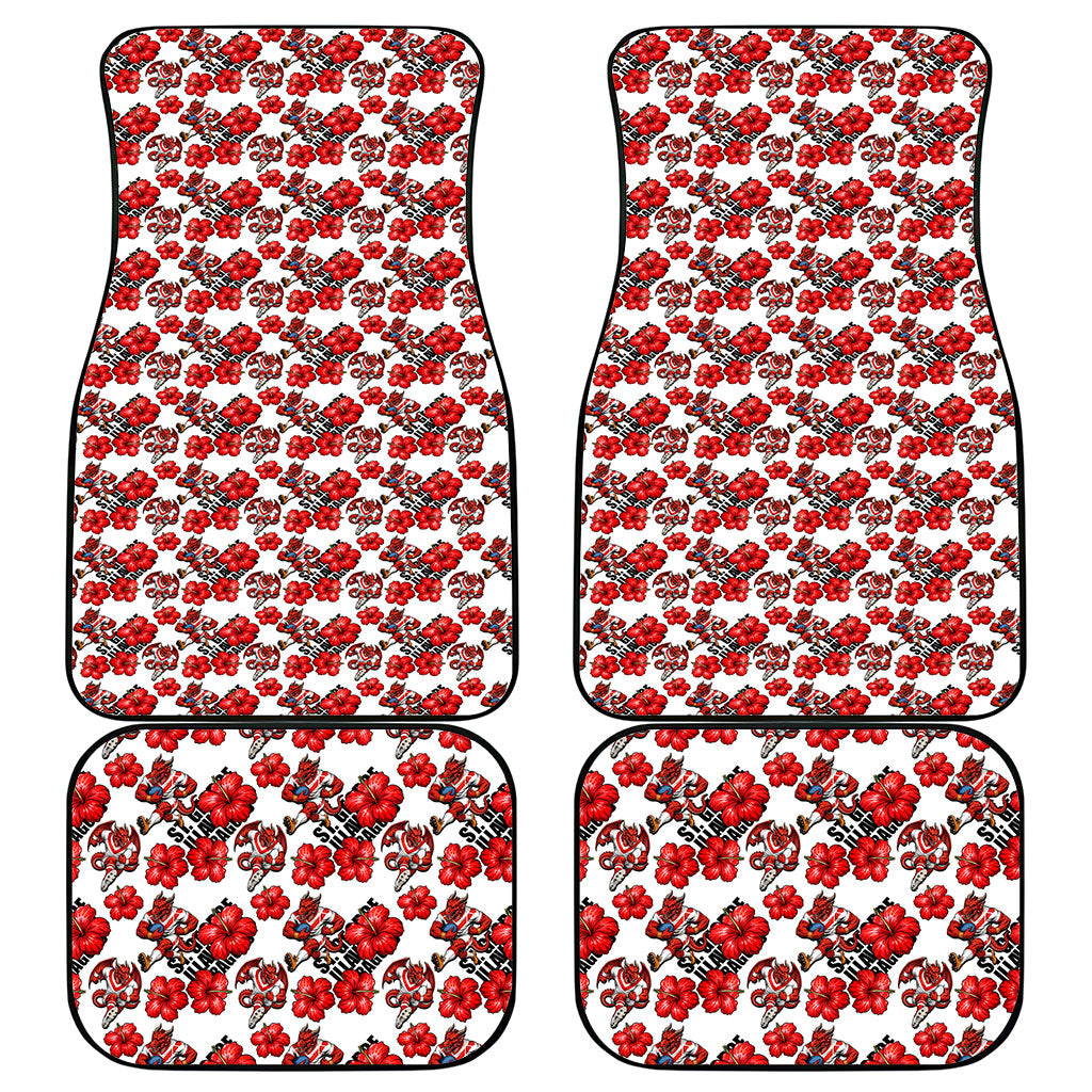 St. George Illawarra Dragons Car Mats Tropical Hibiscus Floral Seamless Rugby Mascot