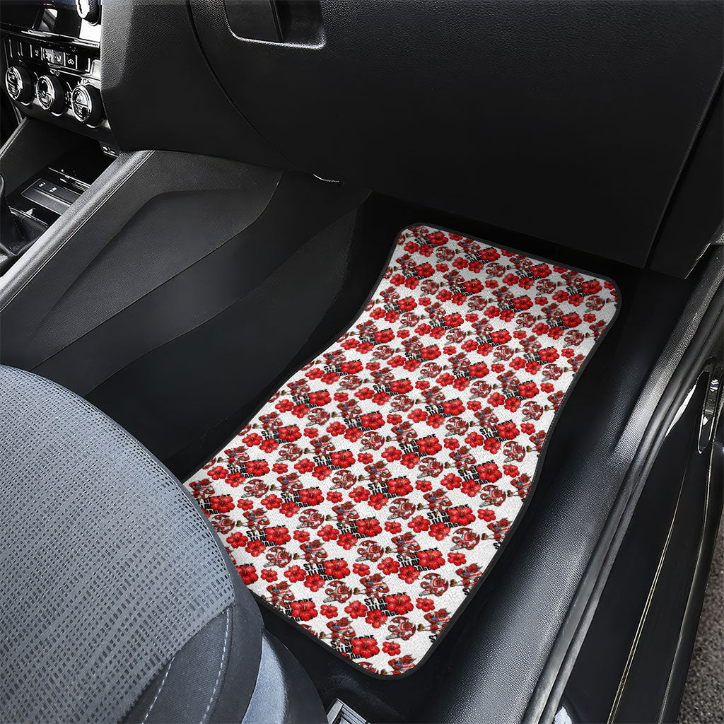 St. George Illawarra Dragons Car Mats Tropical Hibiscus Floral Seamless Rugby Mascot