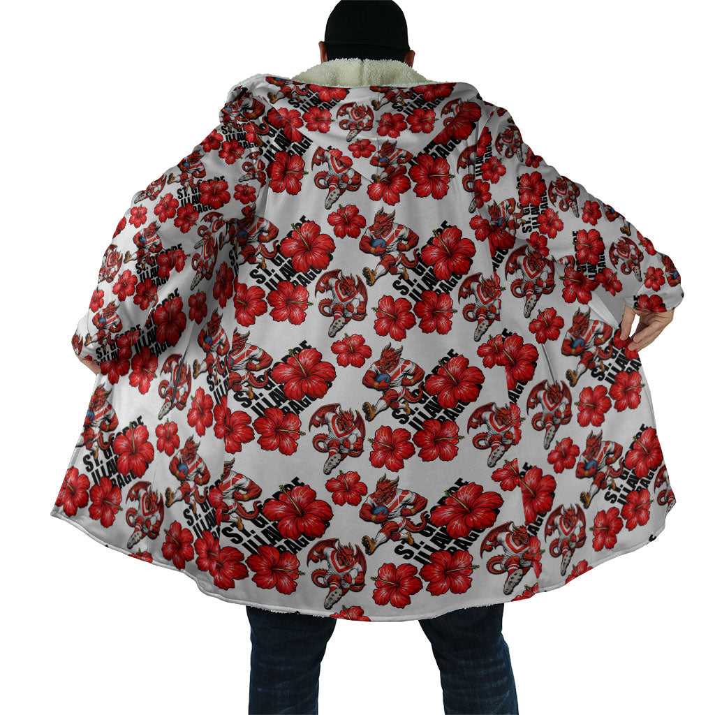 St. George Illawarra Dragons Cloak Tropical Hibiscus Floral Seamless Rugby Mascot