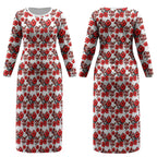 St. George Illawarra Dragons Couples Matching Long Sleeve Bodycon Dress and Hawaiian Shirt Tropical Hibiscus Floral Seamless Rugby Mascot
