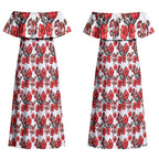 St. George Illawarra Dragons Couples Matching Off Shoulder Maxi Dress and Hawaiian Shirt Tropical Hibiscus Floral Seamless Rugby Mascot