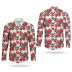St. George Illawarra Dragons Couples Matching Short Sleeve Bodycon Dress and Long Sleeve Button Shirt Tropical Hibiscus Floral Seamless Rugby Mascot