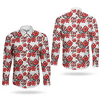 St. George Illawarra Dragons Couples Matching Summer Maxi Dress and Long Sleeve Button Shirt Tropical Hibiscus Floral Seamless Rugby Mascot