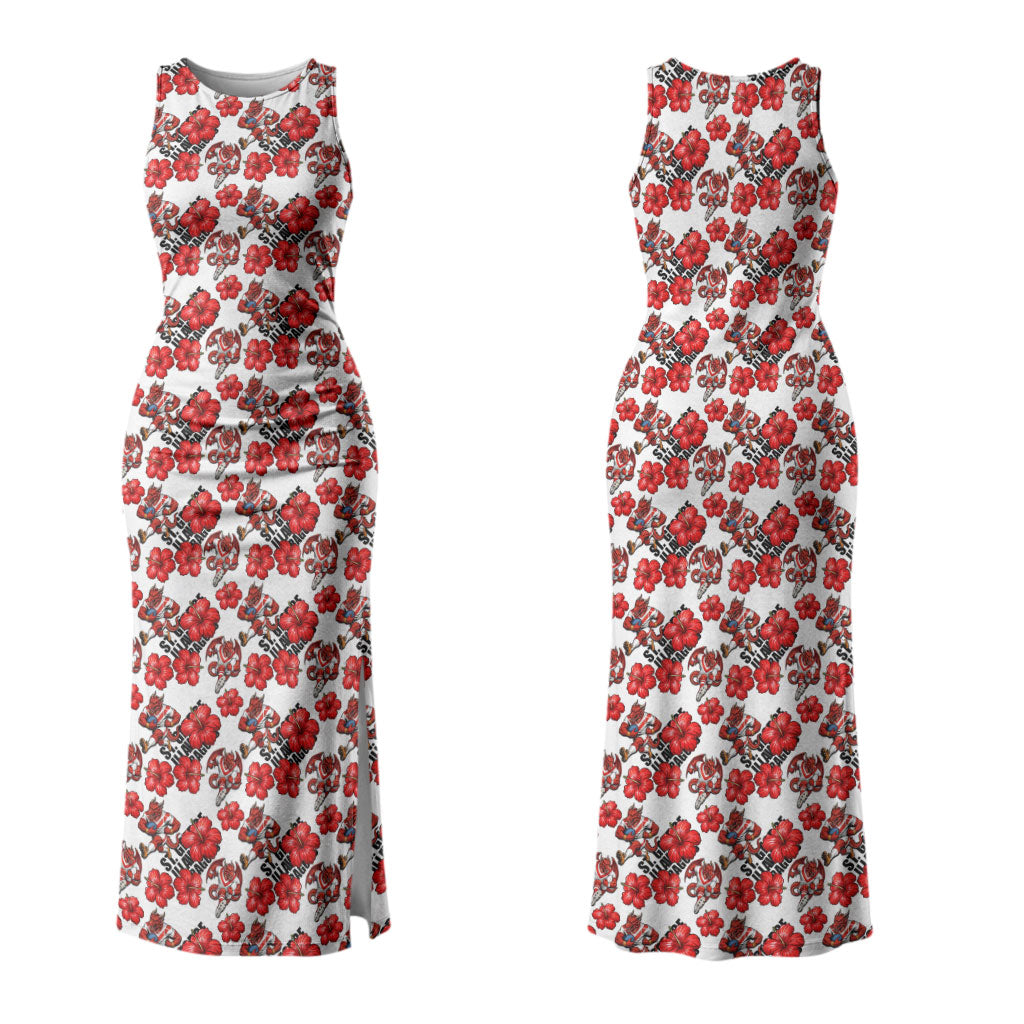 St. George Illawarra Dragons Couples Matching Tank Maxi Dress and Hawaiian Shirt Tropical Hibiscus Floral Seamless Rugby Mascot