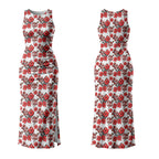 St. George Illawarra Dragons Couples Matching Tank Maxi Dress and Long Sleeve Button Shirt Tropical Hibiscus Floral Seamless Rugby Mascot