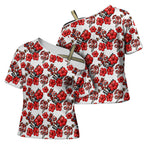 St. George Illawarra Dragons Cross Shoulder Shirt Tropical Hibiscus Floral Seamless Rugby Mascot