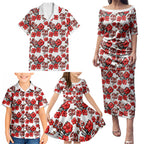 St. George Illawarra Dragons Family Matching Puletasi and Hawaiian Shirt Tropical Hibiscus Floral Seamless Rugby Mascot